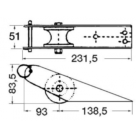 Prowadnica Liny Kotwicznej 232 x 51 mm Stal Nierdzewna Osculati #01.118.91